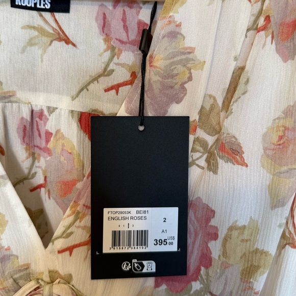 The Kooples Floral Printed Silk Ruffle Long Sleeve Top NWT 2 Medium $395 - Picture 7 of 10